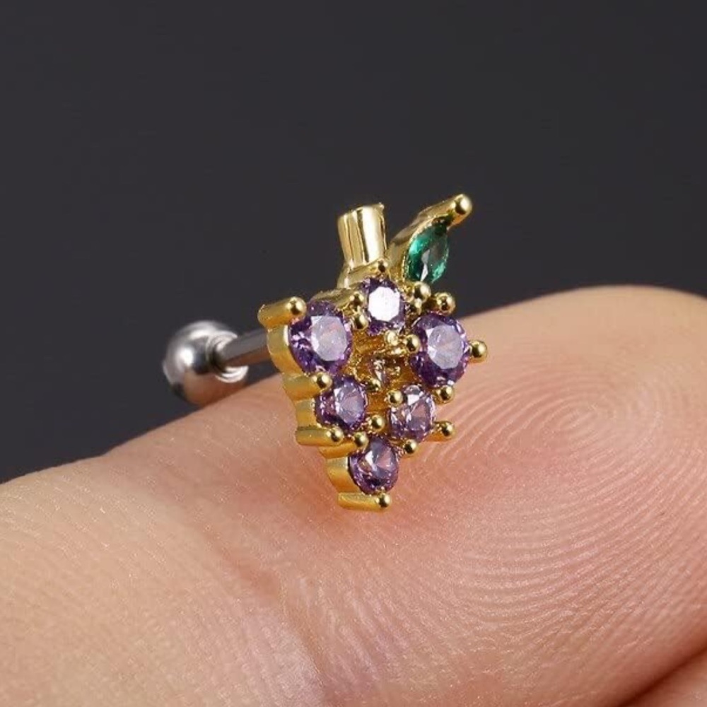 Fruit Stud Grapes Earrings 18K Gold Purple Grapes Summer Gold Jewelry 🍇